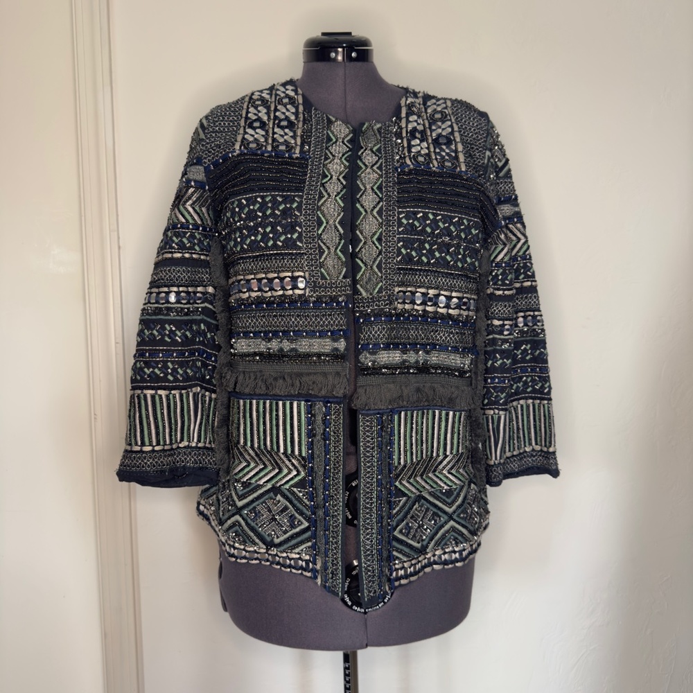 ZARA EMBELLISHED BLAZER SZ L